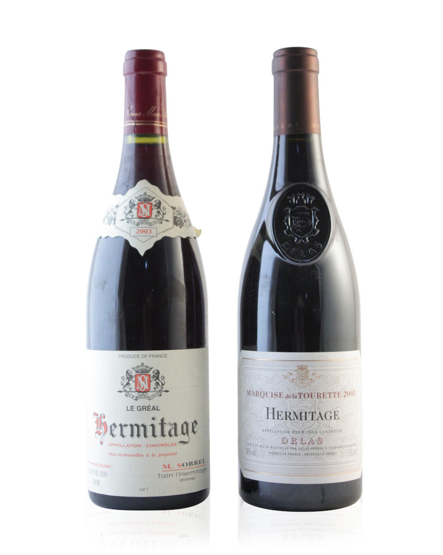 Hermitage, Le Gréal 2003, Domaine Marc Sorrel (2) Hermitage, Marquise de la Tourette 2003, ...