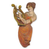 Polychrome Relief Carving of a Musician, America, late 19th/early 20th century.