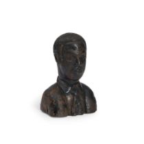 Carved and Black-painted Lignum Vitae Bust of an African American Man, America, early 20th century.