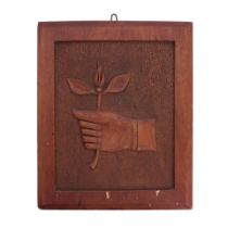 Carved Cherry Plaque, signed D. Lyons, late 19th/early 20th century.