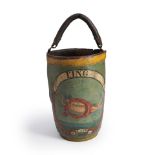 'King' Painted Leather Fire Bucket, America, c. 1825.