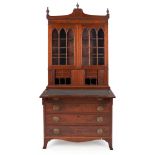 Federal Mahogany and Mahogany Veneer Secretary Bookcase, possibly Massachusetts, early 19th cent...