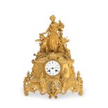 A mid 19th century gilt figural mantel clock the dial signed Leroy A Paris, the movement signed ...