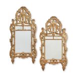 A matched pair of French provincial giltwood marginal mirrors One mirror Louis XV period/18th ce...