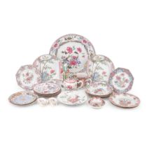 A large assembled collection of Chinese Famille Rose export porcelain service wares together wit...