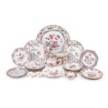 A large assembled collection of Chinese Famille Rose export porcelain service wares together wit...