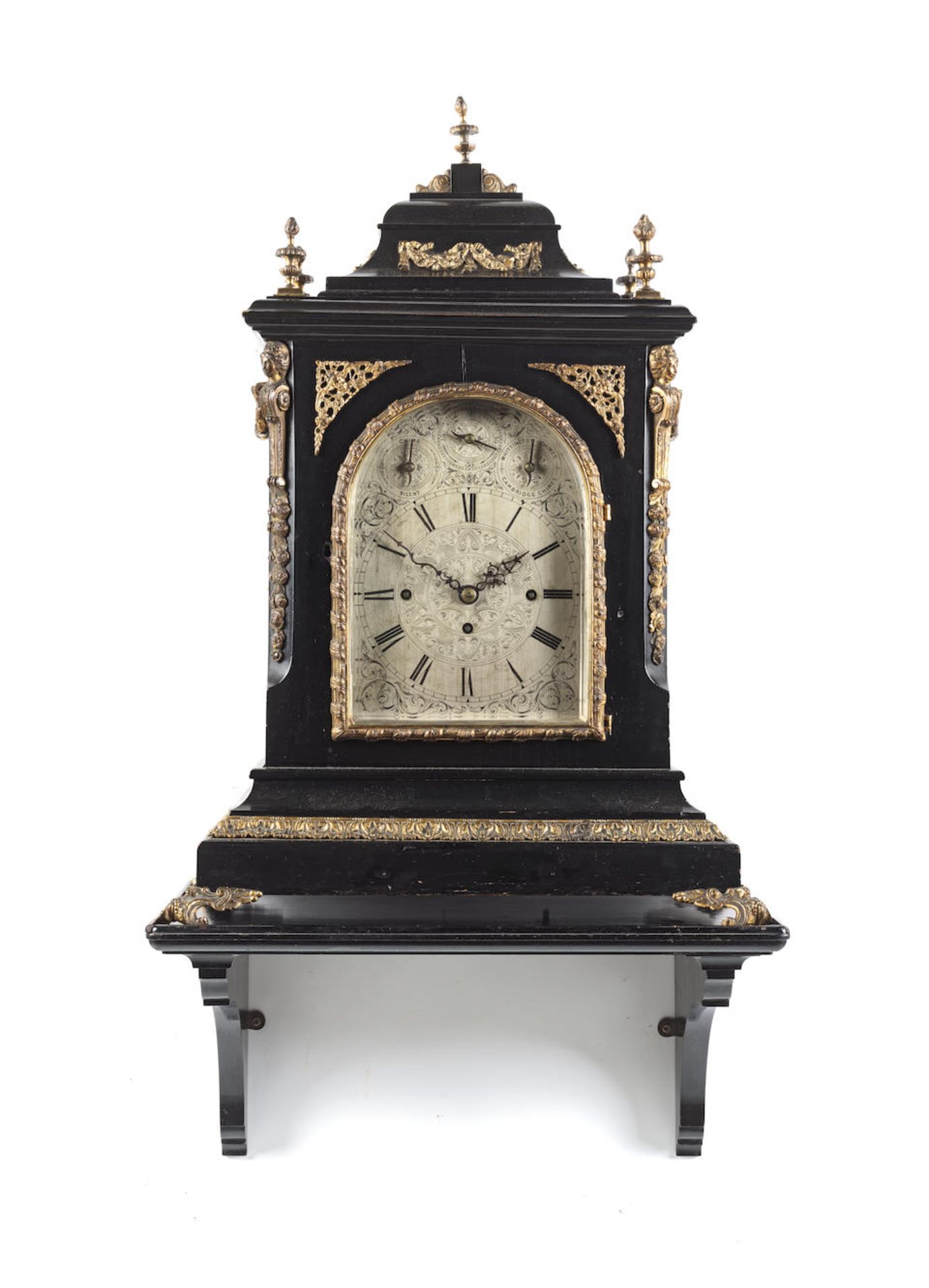 A substantial late 19th century ebonised bracket clock with bracket 2