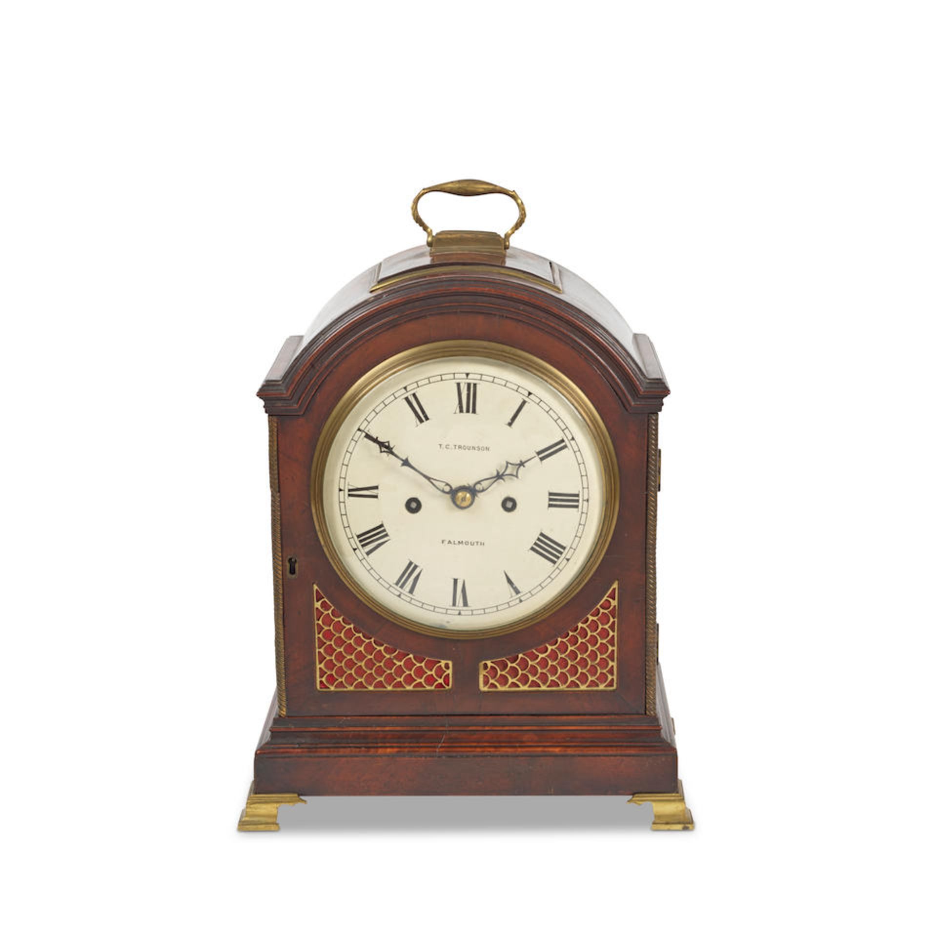 An early 19th century mahogany and brass mounted table/bracket clock the dial signed T C Trounso...