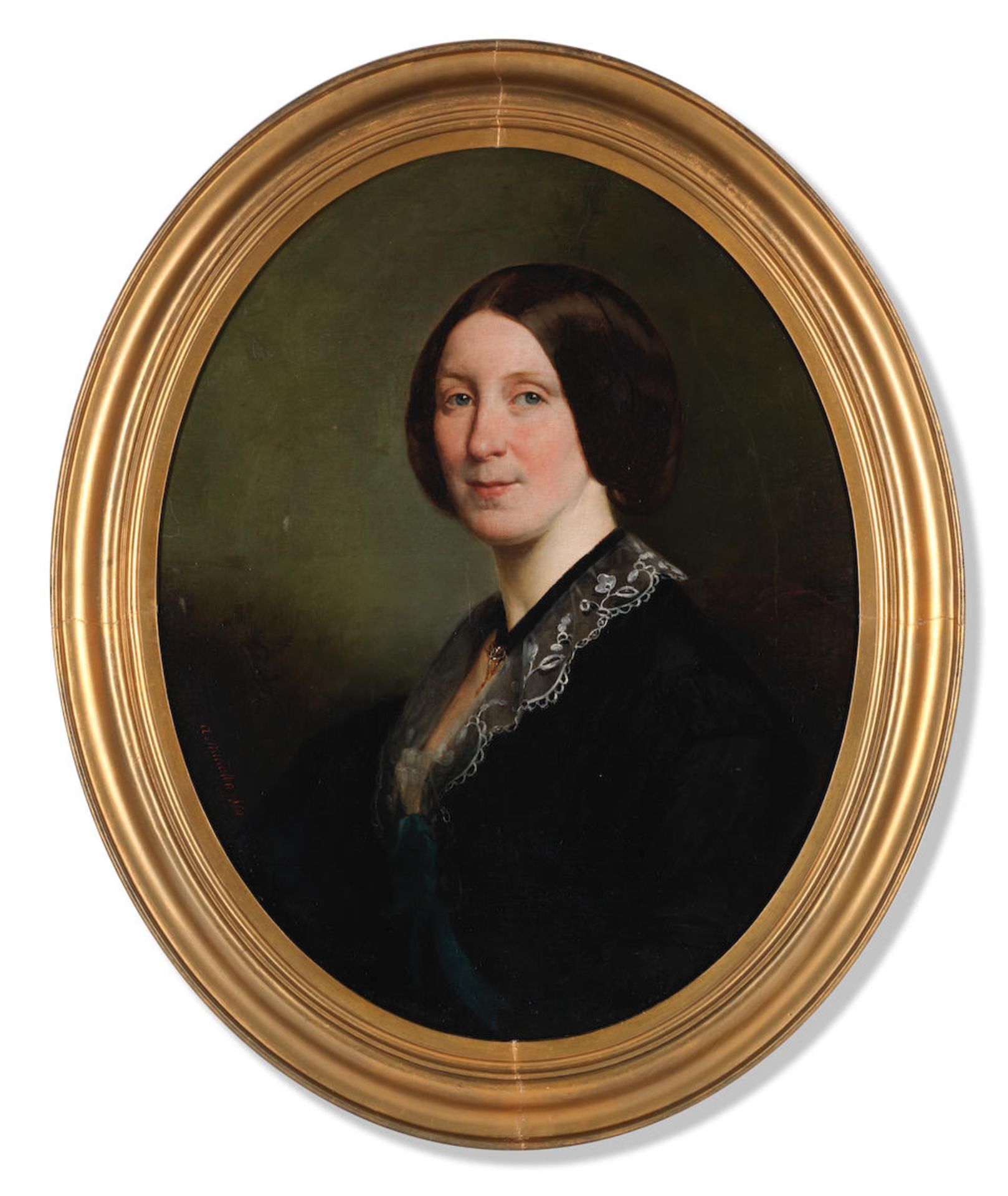 Attributed to Alphonse Muraton (1824-1911) Portrait of a lady oval 72.5 x 57cm (28 9/16 x 22 7/... - Image 2 of 3