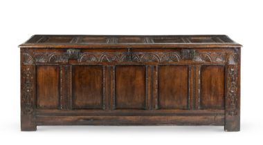 A large late 17th century oak coffer