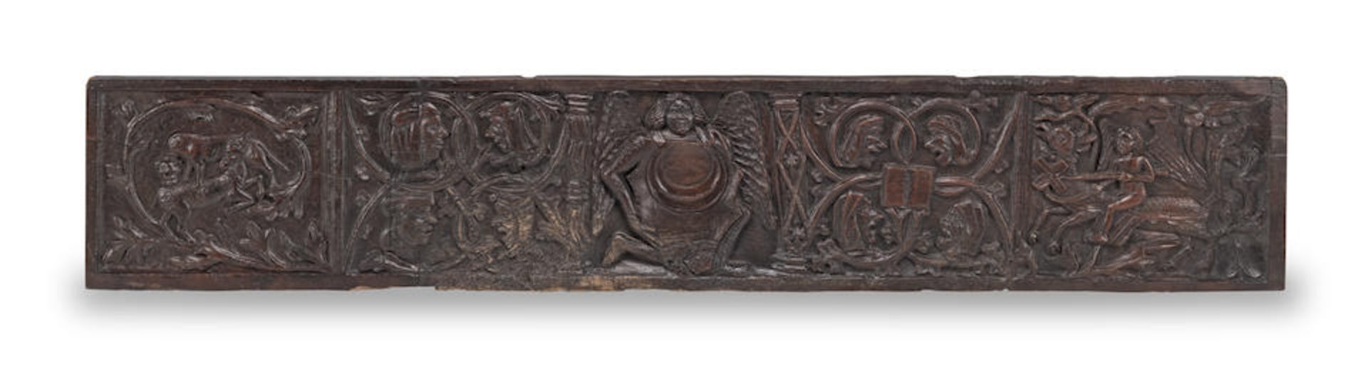 A Northern European carved oak frieze panel probably Flemish, late 15th/early 16th century