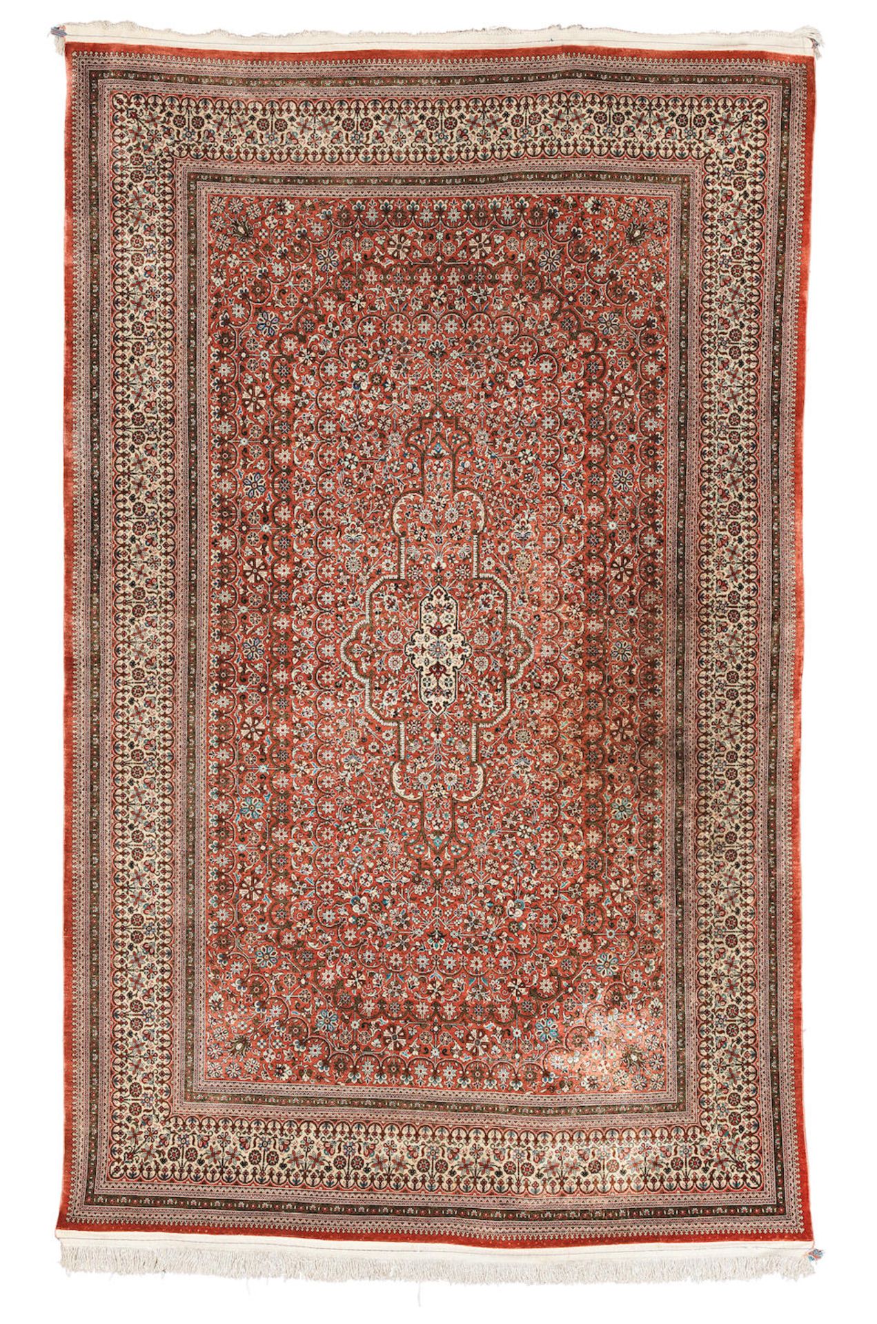 A large pink silk Hereke carpet West Anatolia, 225cm x 141cm