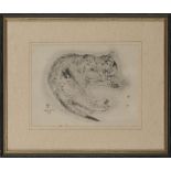 After Tsuguharu Foujita (Japanese, 1886-1968): An etching of a reclining cat