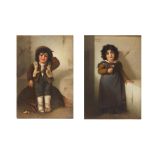 A pair of late 19th century Berlin (KPM) porcelain plaques depicting two young children mounted ...