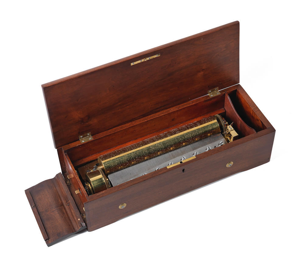 A LeCoultre Freres key-wound cylinder musical box, . Swiss, mid 19th century,