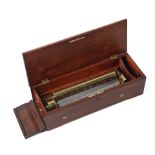 A LeCoultre Freres key-wound cylinder musical box, . Swiss, mid 19th century,