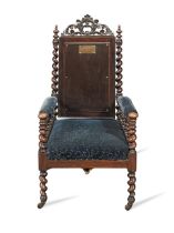 OF HISTORICAL AND MILITARY INTEREST - A William IV 'Antiquarian' mahogany armchair purportedly u...