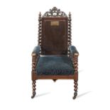 OF HISTORICAL AND MILITARY INTEREST - A William IV 'Antiquarian' mahogany armchair purportedly u...