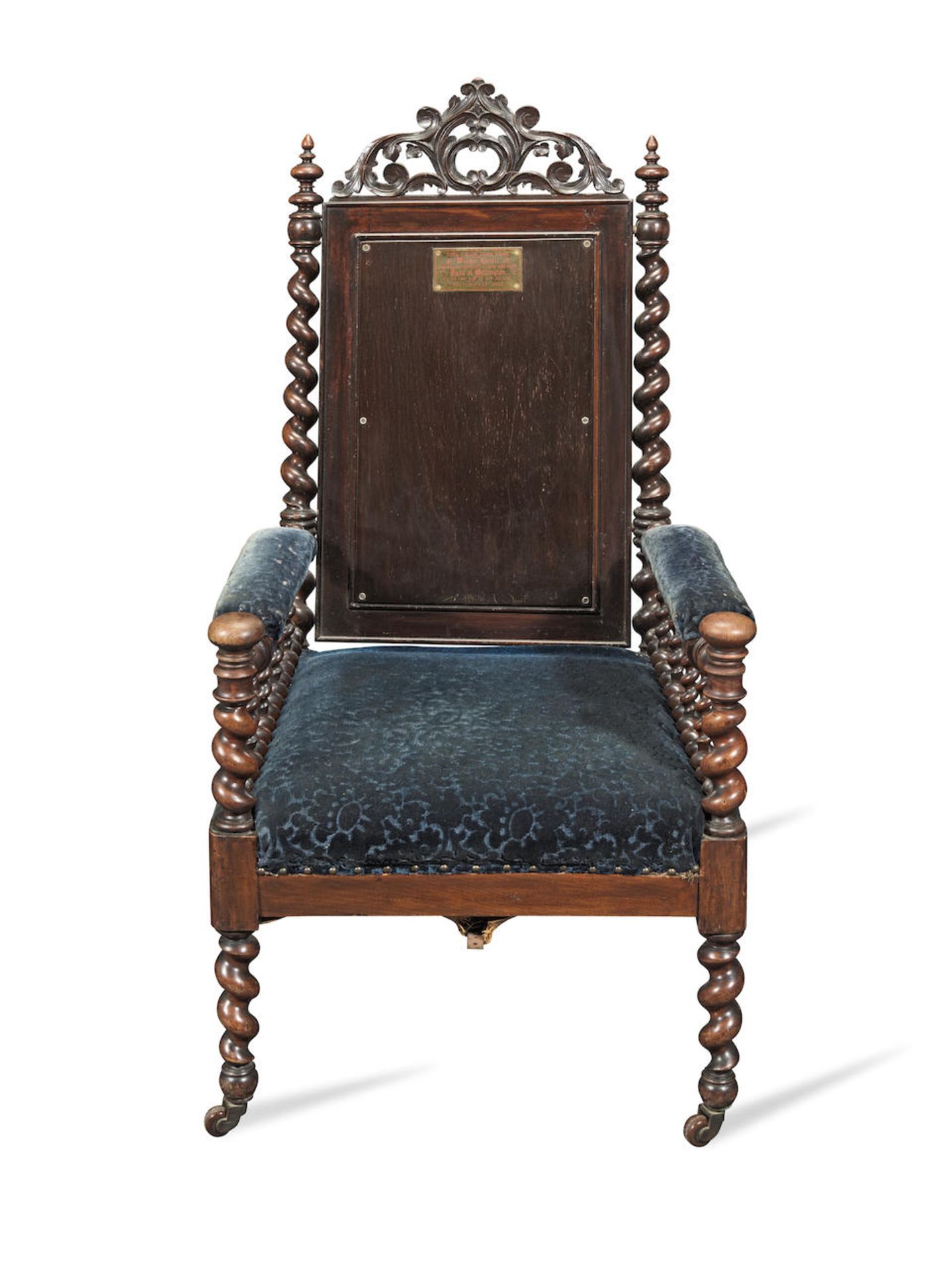 OF HISTORICAL AND MILITARY INTEREST - A William IV 'Antiquarian' mahogany armchair purportedly u...