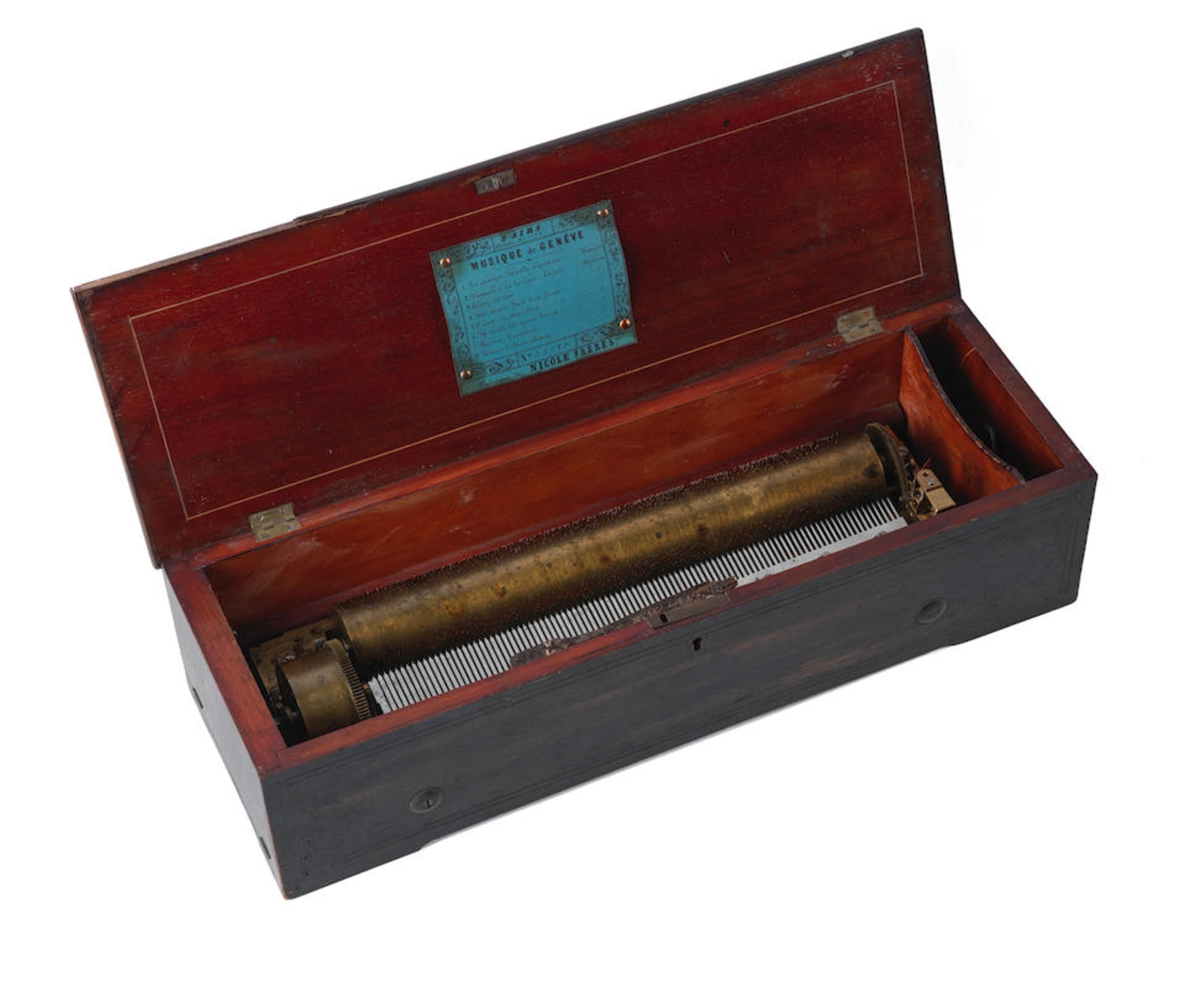 A Nicole Freres key-wound cylinder musical box, Swiss, circa 1870,