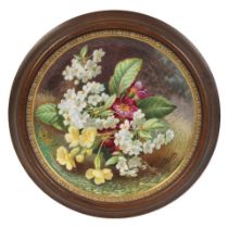 A late 19th century Copeland porcelain circular plaque painted by Charles Ferdinand Hürten ...