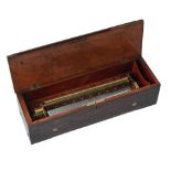 A Lecoultre & Brechet key-wound cylinder musical box, Swiss, circa 1860,