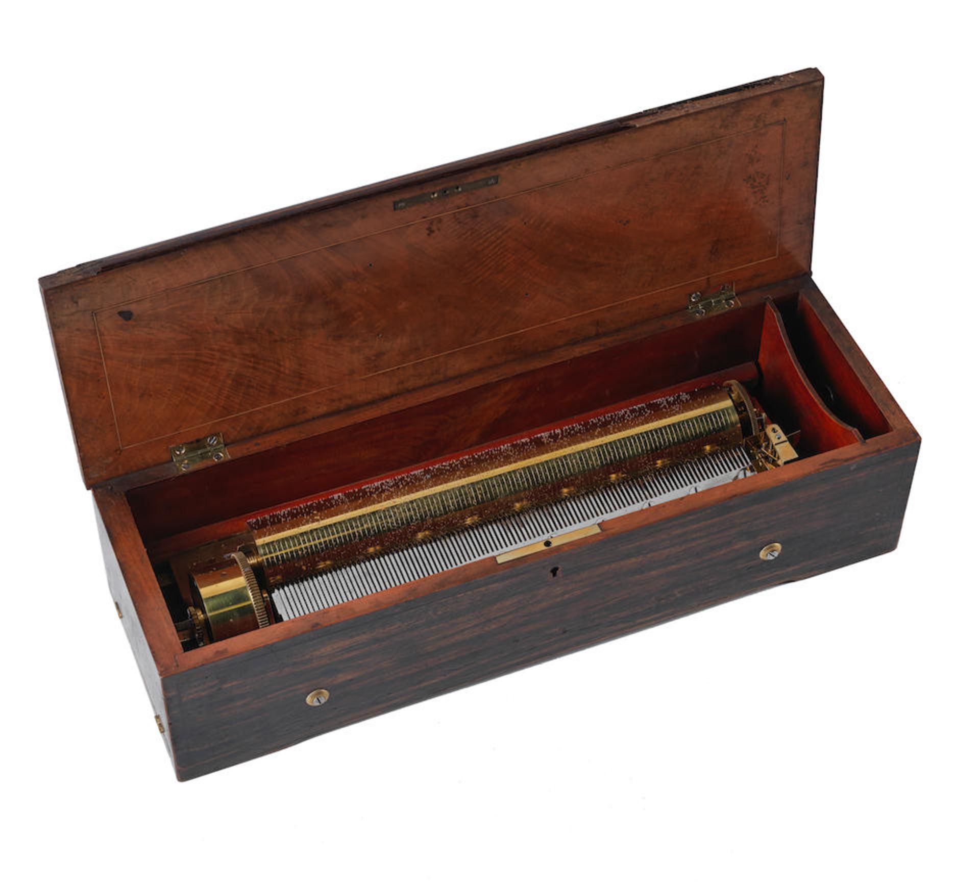 A Lecoultre & Brechet key-wound cylinder musical box, Swiss, circa 1860,