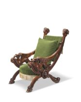 An Italian late 19th century walnut 'throne' chair attributed to Luigi Frullini (1839-1897) Flor...
