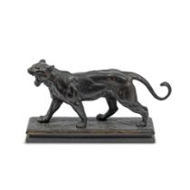 Charles Valton (French, 1851-1918): A patinated bronze model of a lioness