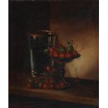 French School, 19th Century Still life with a glass and a tazza of cherries