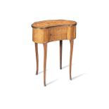 A French late 19th century tulipwood, kingwood and bois de bout marquetry table ambulant in the ...