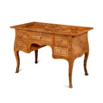 An Italian 18th century tulipwood and amaranth inlaid kneehole desk or 'scrivania' Neapolitan