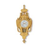 A late 19th century French gilt bronze cartel clock in the Louis XVI style, the movement with in...