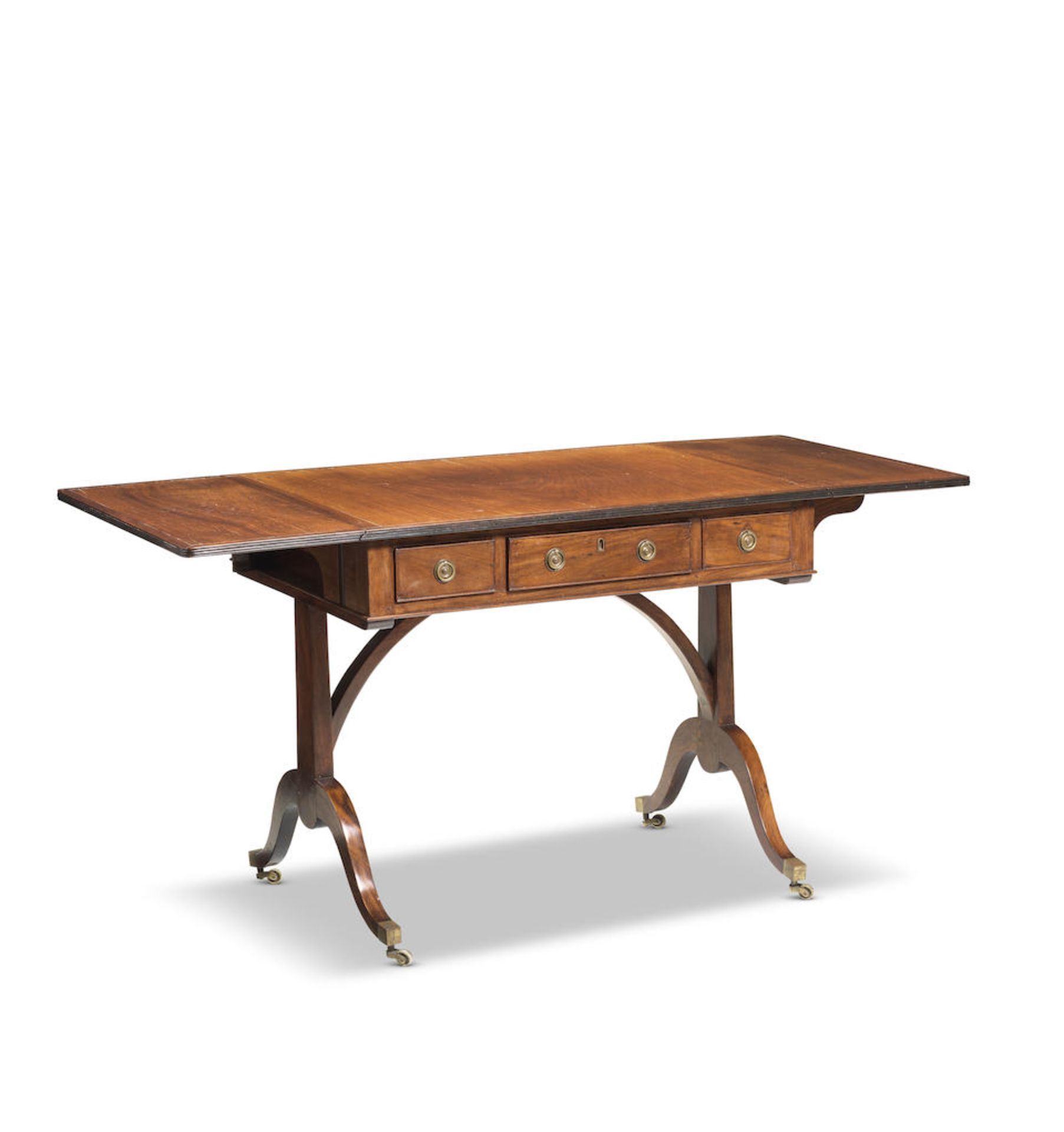 A British Colonial first half 19th century padouk and rosewood sofa table of small proportions 1... - Image 2 of 2
