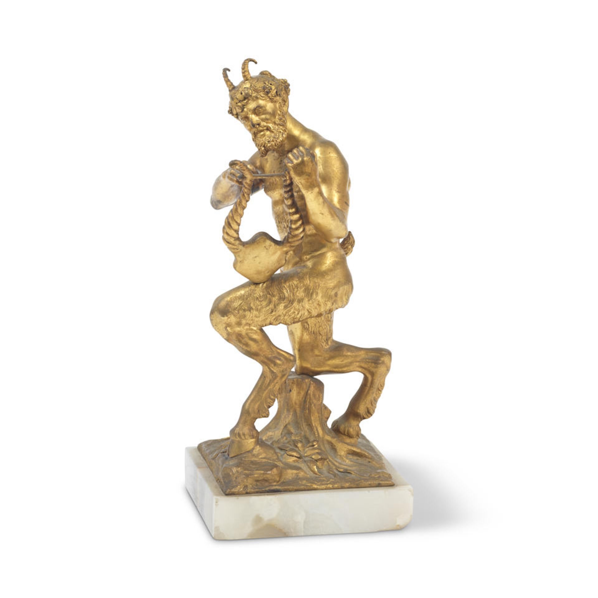 A late 19th century gilt bronze figure of a satyr - Bild 2 aus 2