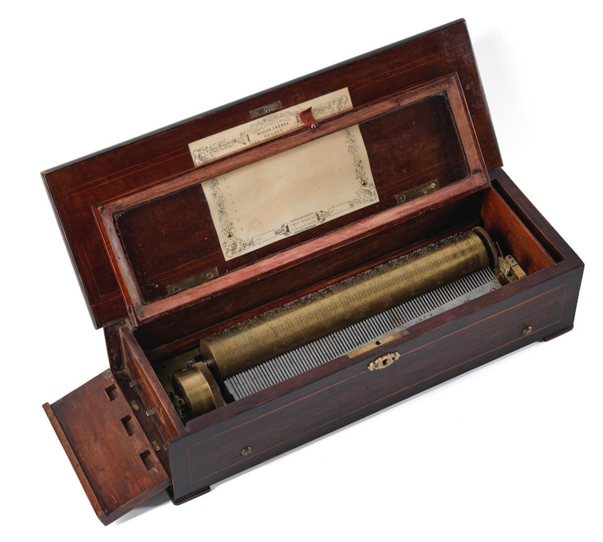 A Nicole Freres key wound cylinder musical box, Swiss, circa 1870, - Bild 2 aus 2