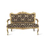 A French early 20th century giltwood canape or sofa in the Louis XV style