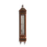 An early 19th century carved and inlaid mahogany Dutch contra-barometer signed F. Bazerga, Rott...