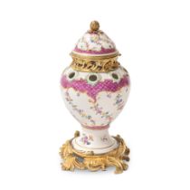 A French gilt bronze mounted Meissen porcelain potpourri vase and cover the porcelain probably 1...