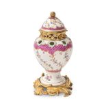 A French gilt bronze mounted Meissen porcelain potpourri vase and cover the porcelain probably 1...