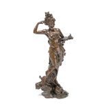 Anton R. Nelson (French, 1849-1910): A patinated bronze figure of an Belle Époque lady
