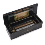 A cylinder musical box, Swiss, late 19th century,