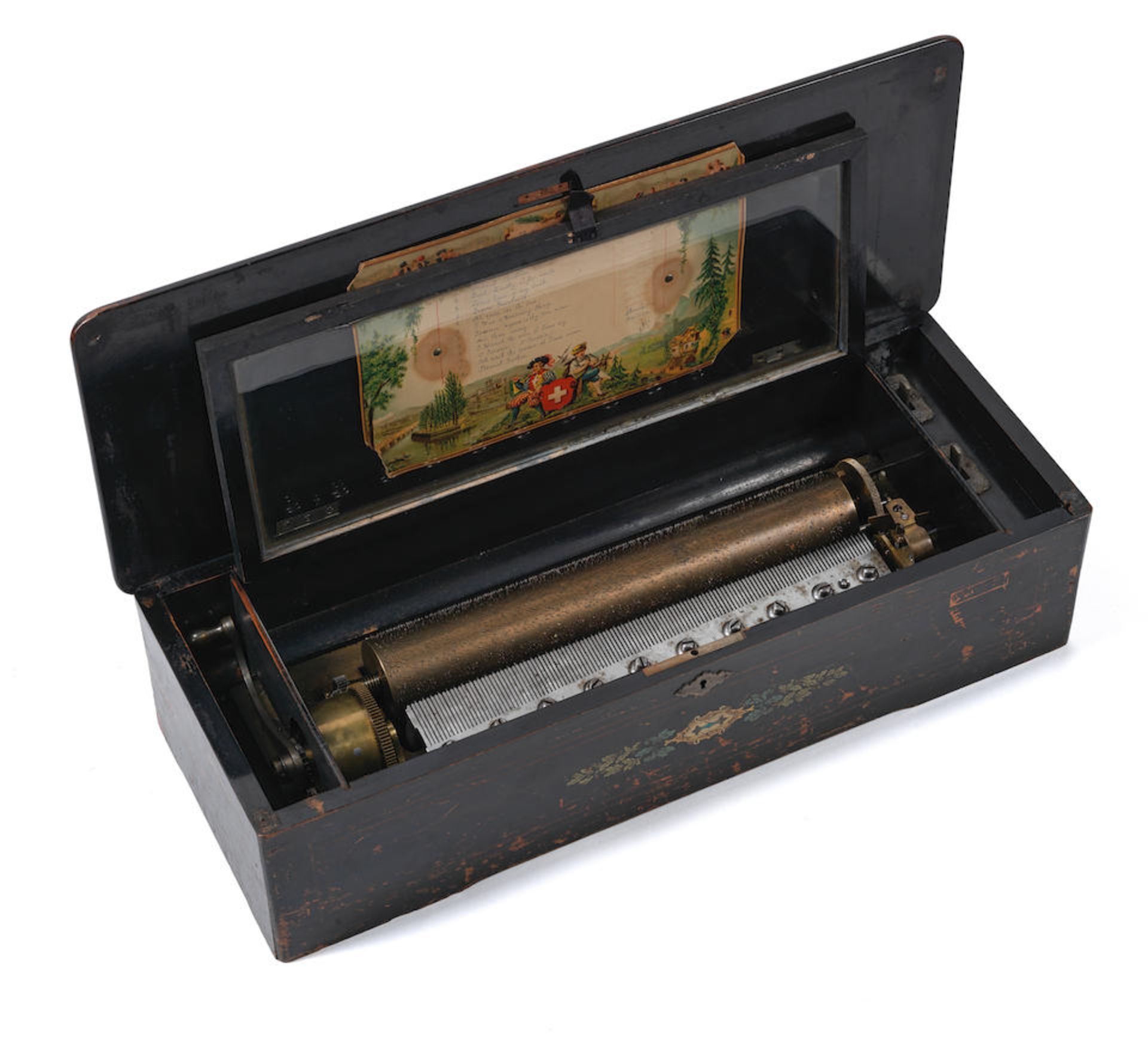 A cylinder musical box, Swiss, late 19th century,