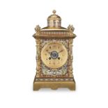 A late 19th/early 20th century French gilt brass and champlevé enamel mantel clock the move...