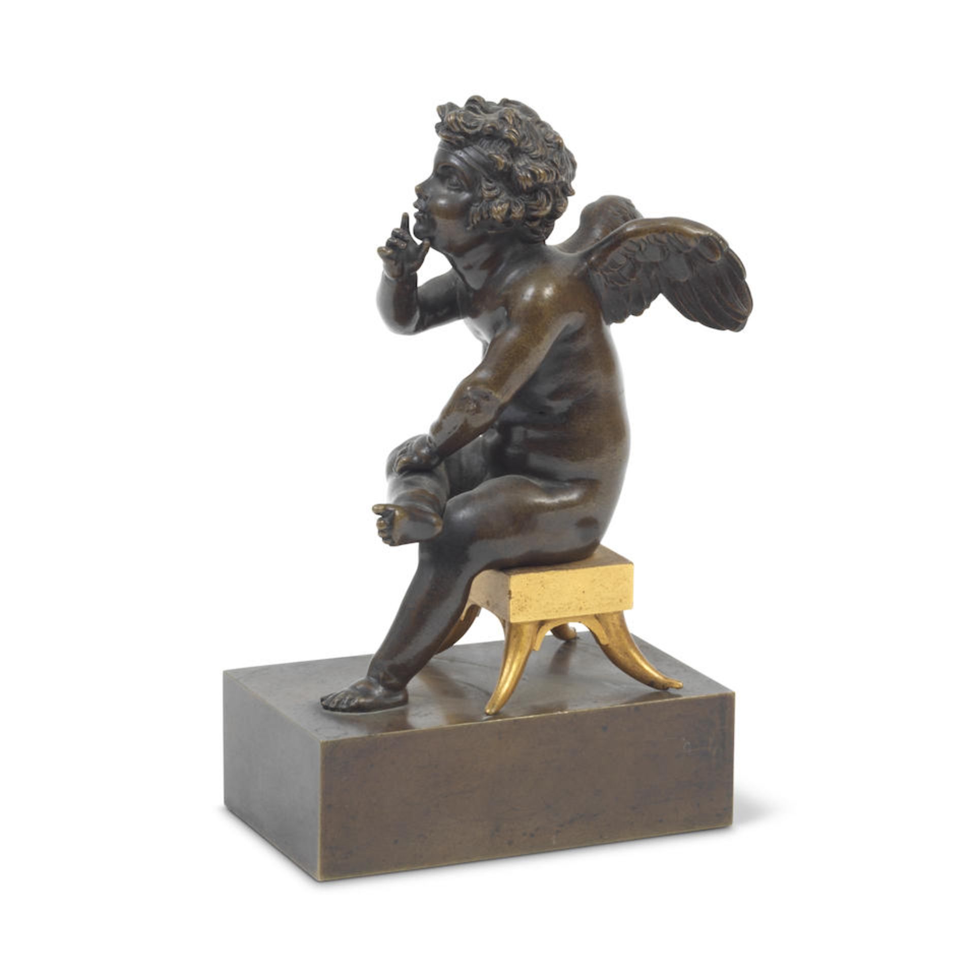 An early 19th century French gilt and painted bronze figure of Cupid - Image 2 of 2