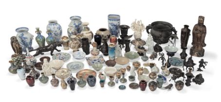 A large collection of assorted Asian ceramic and other items the Chinese pieces, Qing dynasty an...