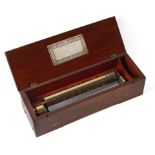 A Ducommun Girod key-wound cylinder musical box, Swiss, mid 19th century,