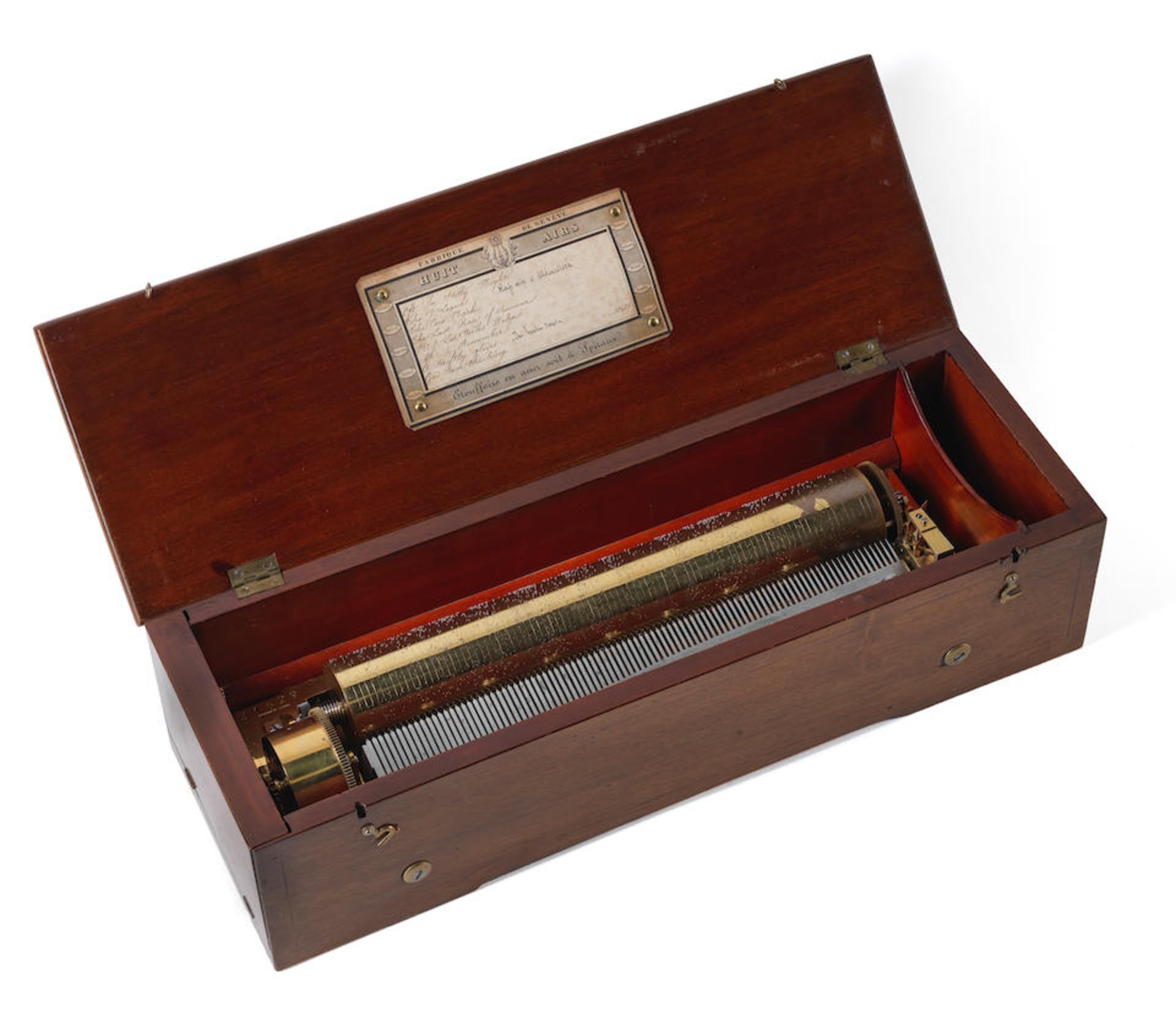 A Ducommun Girod key-wound cylinder musical box, Swiss, mid 19th century,