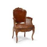 A Louis XV beech fauteuilindistinctly stamped