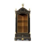 A Napoleon III ormolu mounted mother of pearl and brass inlaid ebony and ebonised bibliotheque o...